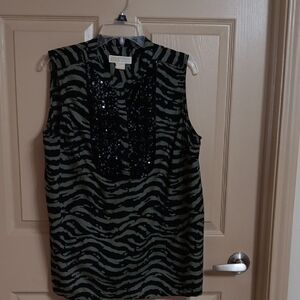 Zebra Print Sleeveless Top with Sequins